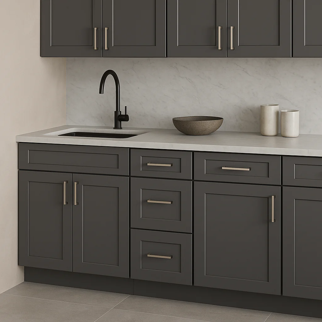 HOMEIBRO Shaker Gray Base Kitchen Cabinet with Drawer and Door - Image 2