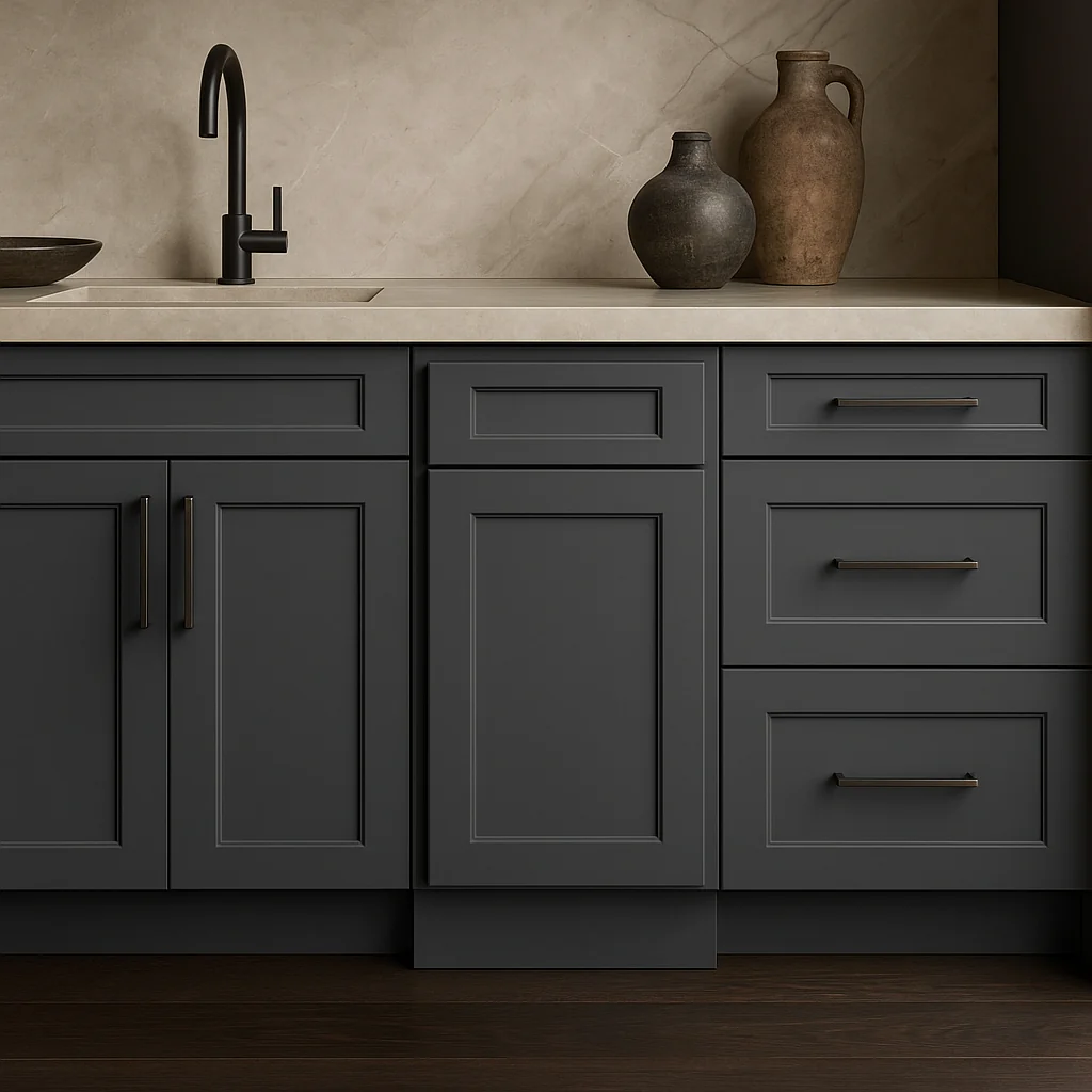 HOMEIBRO Shaker Gray Base Kitchen Cabinet with Drawer and Door - Image 3
