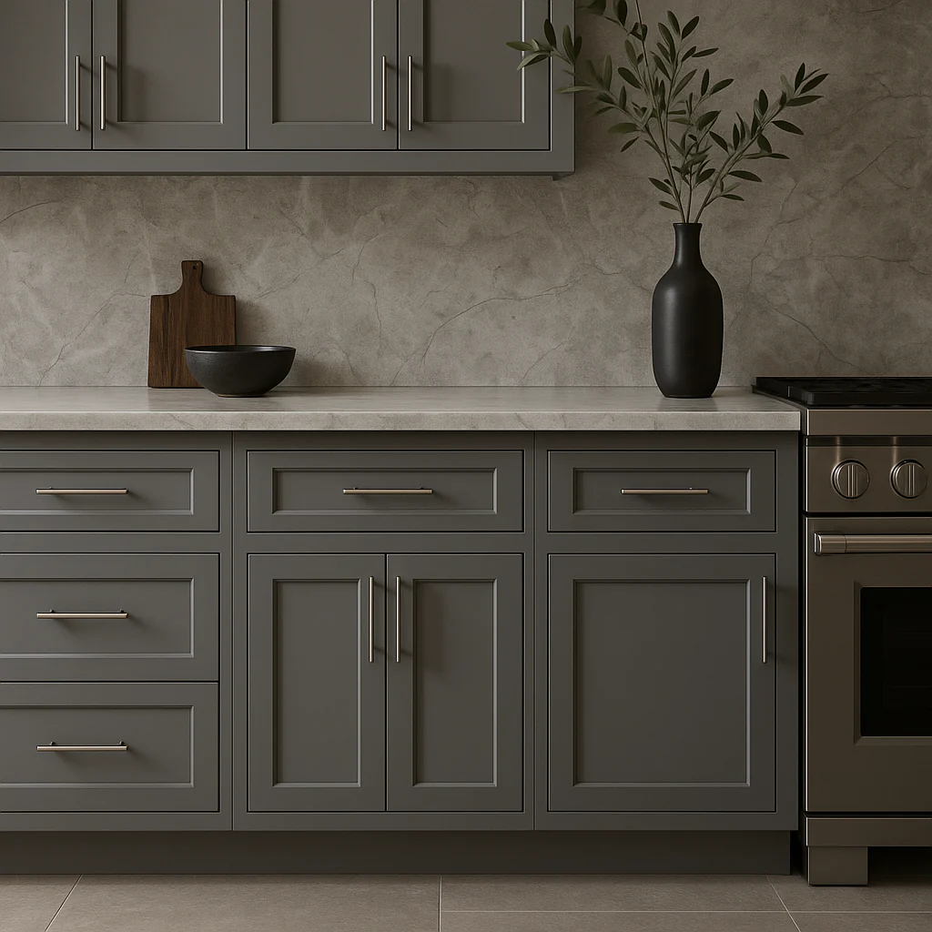 HOMEIBRO Shaker Gray Plywood Base Kitchen Cabinet with Drawer and Door - Image 2