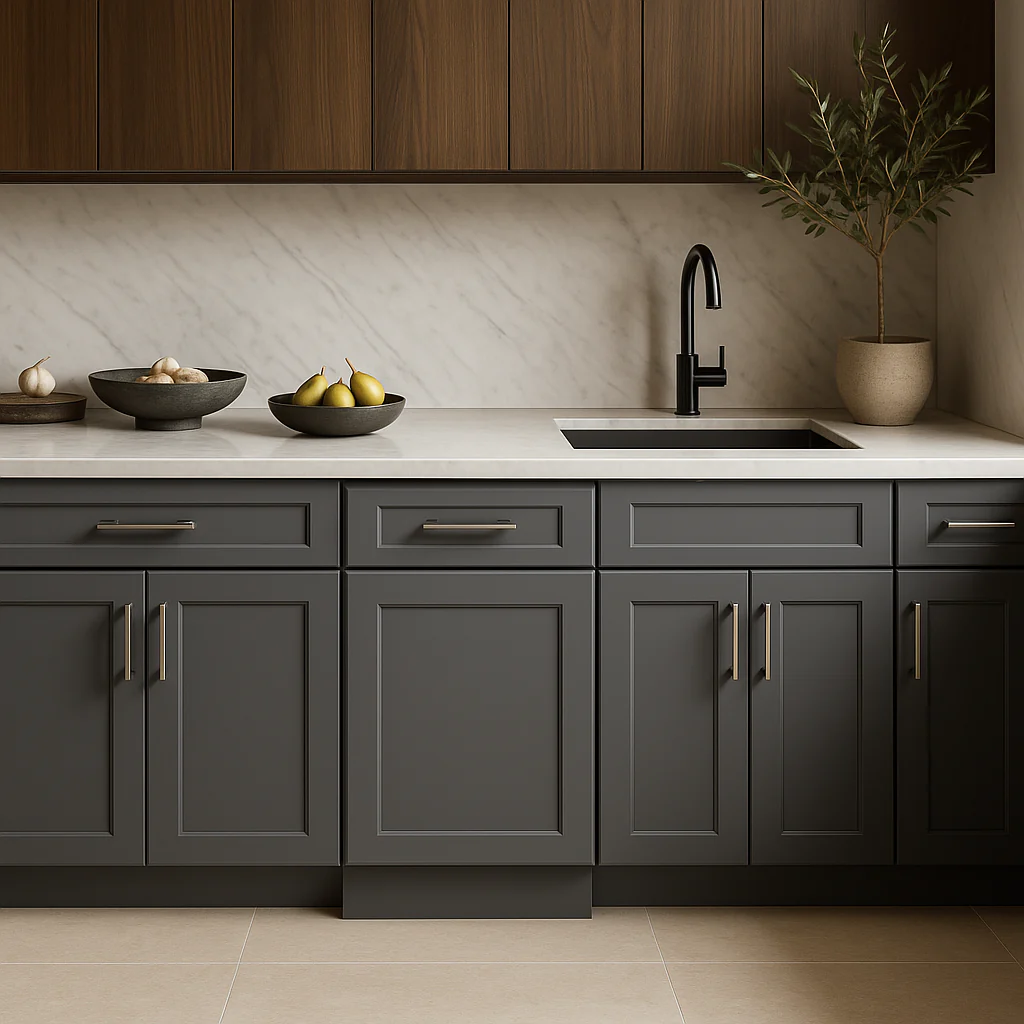 HOMEIBRO Shaker Gray Plywood Base Kitchen Cabinet with Drawer and Door - Image 3