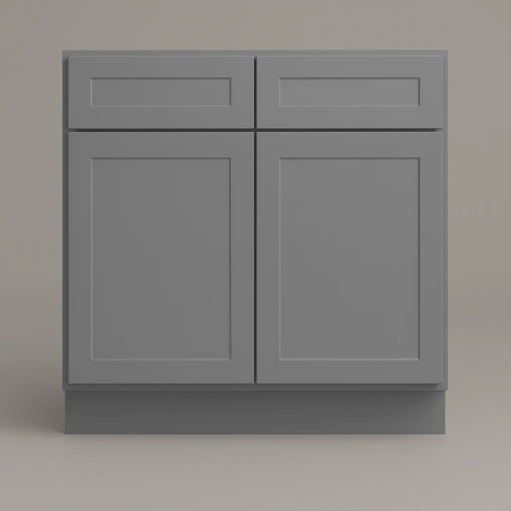 HOMEIBRO Shaker Grey Plywood Kitchen Cabinet with 2 Drawers