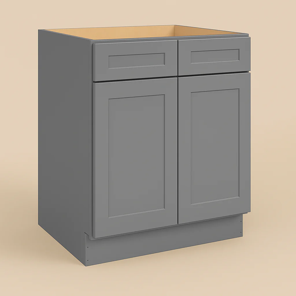 HOMEIBRO Shaker Grey Plywood Sink Base Cabinet - 33 in. W x 24 in. D x 34.5 in. H