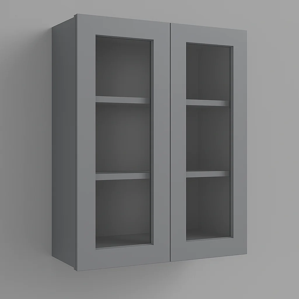 HOMEIBRO Shaker Grey Plywood Wall Cabinet, 30-in W x 12-in D x 36-in H