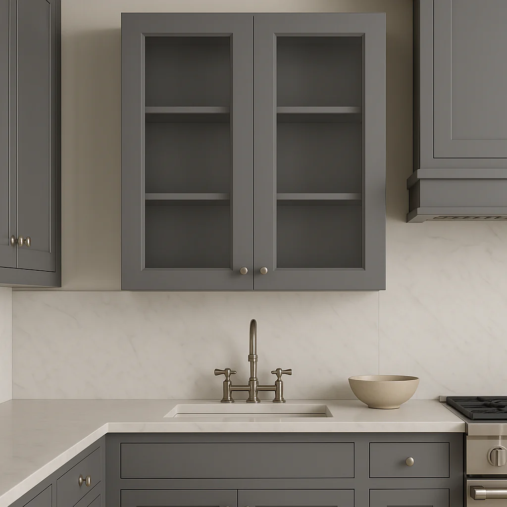 HOMEIBRO Shaker Grey Plywood Wall Cabinet, 30-in W x 12-in D x 36-in H - Image 3