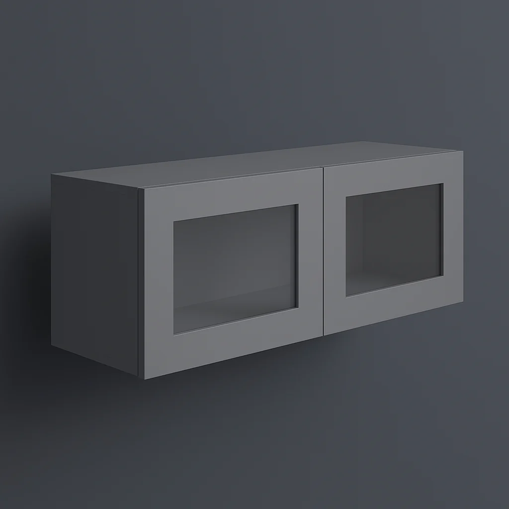 HOMEIBRO Shaker Grey Wall Glass Kitchen Cabinet - 33-in W x 12-in D x 12-in H