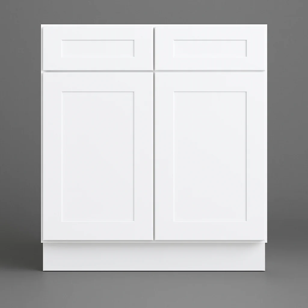 HOMEIBRO Shaker White Plywood Base Kitchen Cabinet with 2 Drawers and 2 Doors