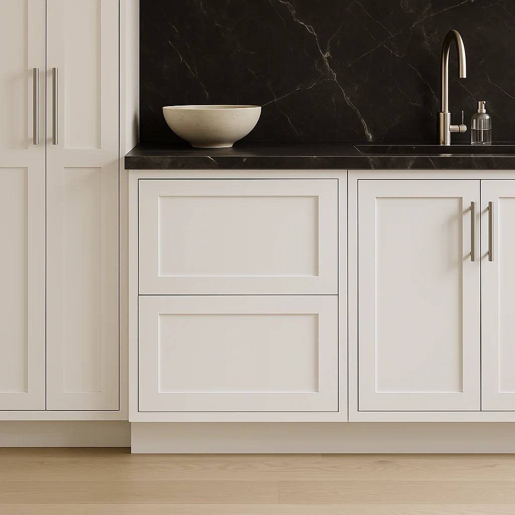 HOMEIBRO Shaker White Plywood Kitchen Cabinet with 2 Drawers - 24 in. W x 24 in. D x 34.5 in. H - Image 2