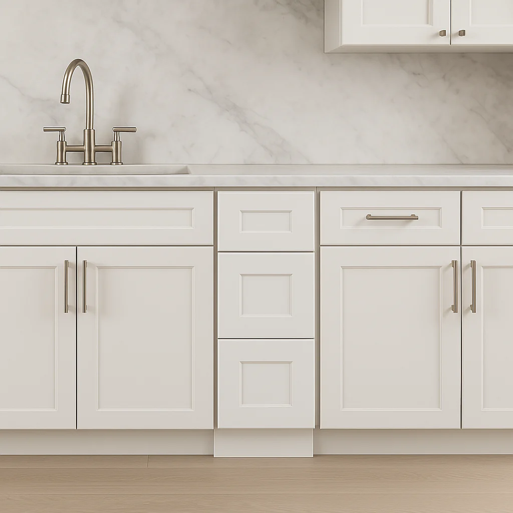 HOMEIBRO Shaker White Plywood Kitchen Cabinet with 3 Drawers - 12" W x 24" D x 34.5" H - Image 2