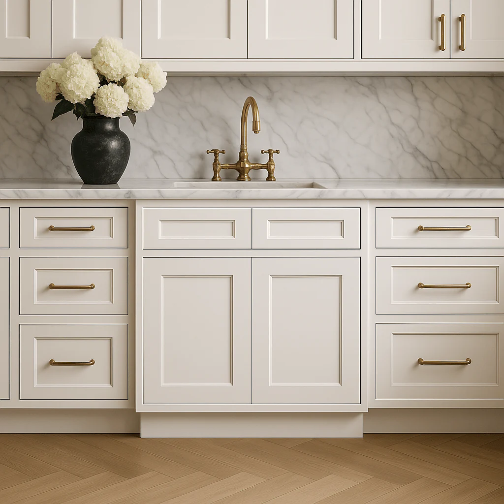 HOMEIBRO Shaker White Plywood Sink Base Cabinet - 30-in W x 24-in D x 34.5-in H - Image 4