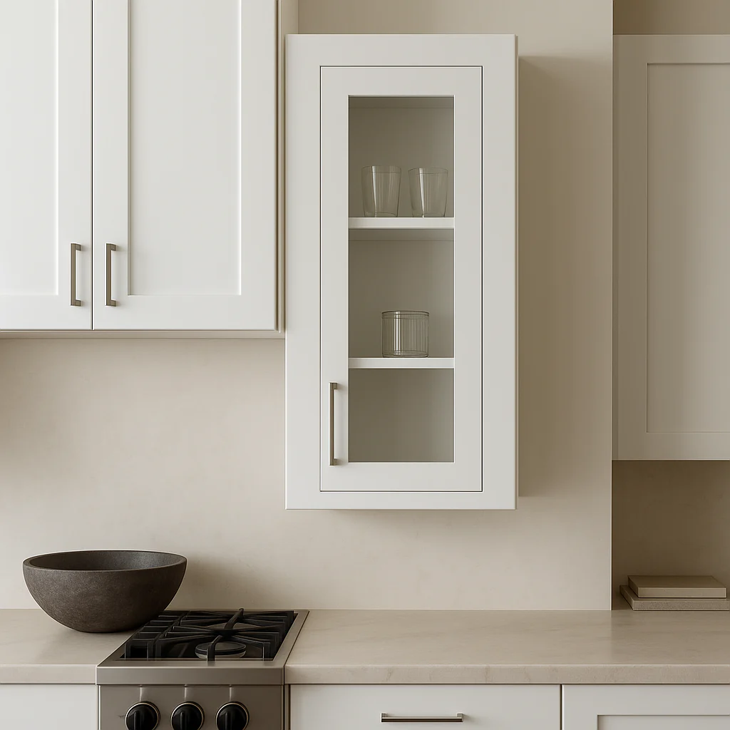 HOMEIBRO Shaker White Plywood Wall Kitchen Cabinet with 1-Door and 3-Shelves - Image 3