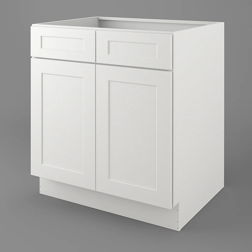 HOMEIBRO White Plywood Shaker Base Kitchen Cabinet with 2-Door and 2-Drawer (30 in. W x 24 in. D x 34.5 in. H)