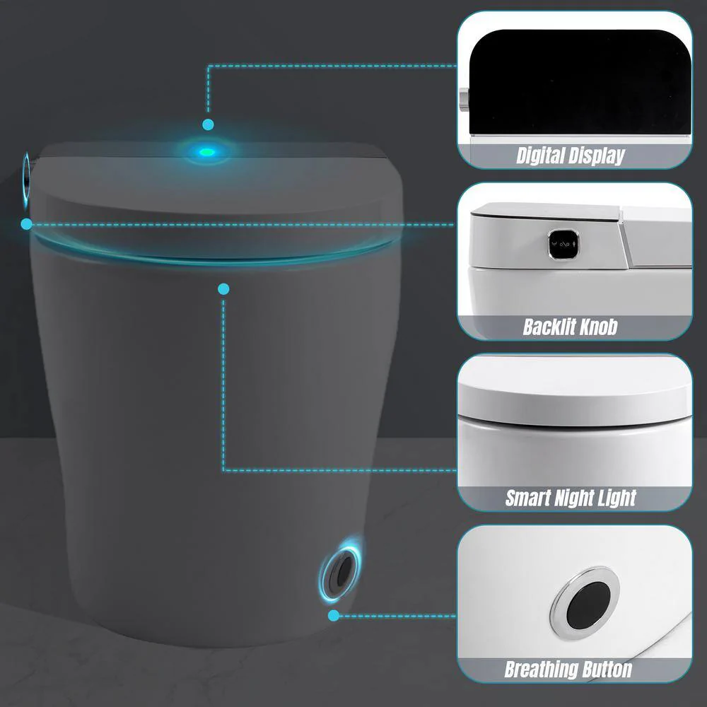 HOMEMYSTIQUE Comfort Height Intelligent 1-Piece Toilet with Auto Features - Image 3