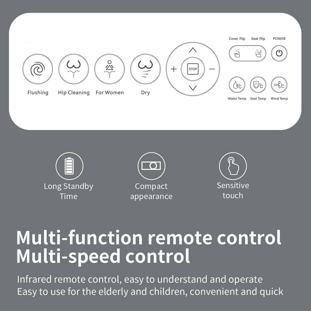 HOMEMYSTIQUE Height Intelligent Bidet Toilet with Auto Features, Heated Seat & Remote Control - Image 8