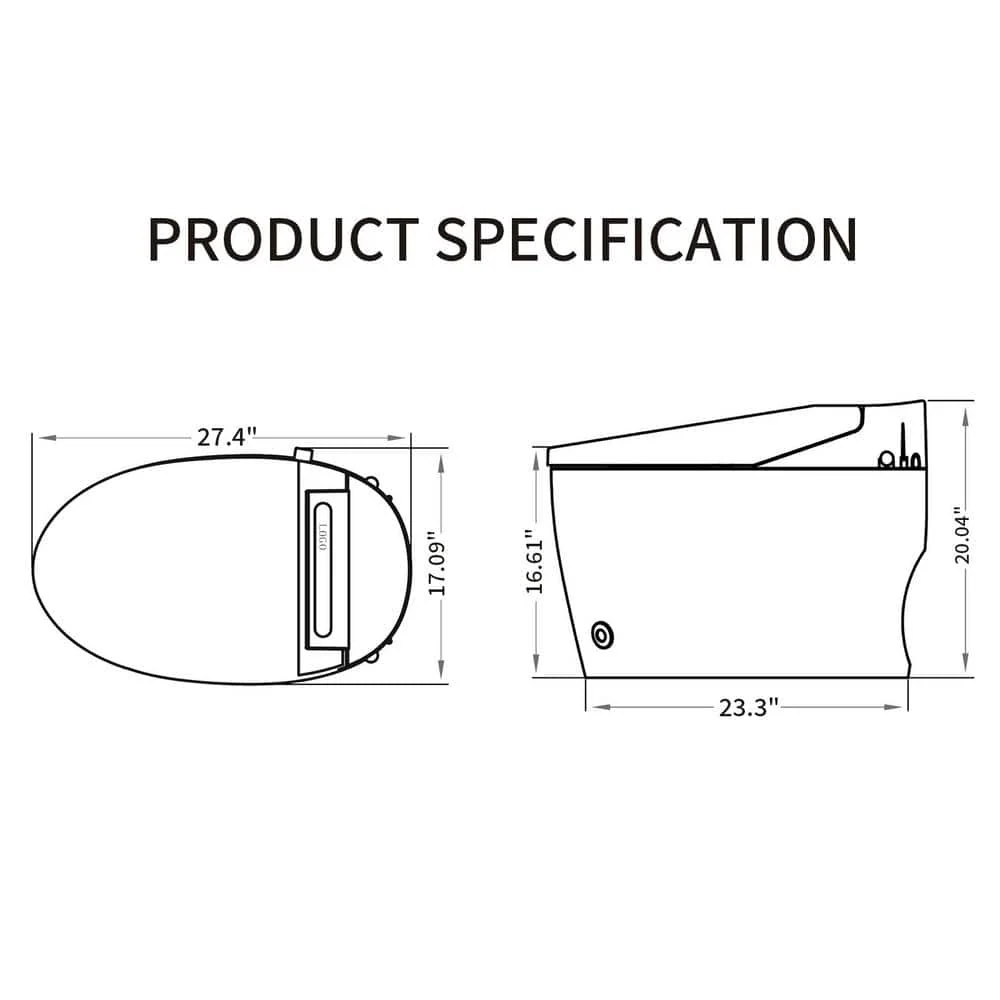 HOMEMYSTIQUE Height Intelligent Toilet Bidet with Auto Flush and Heated Seat - Image 10