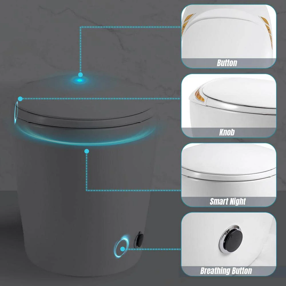 HOMEMYSTIQUE Intelligent Bidet Toilet with Auto Flush, Heated Seat, White - Image 3