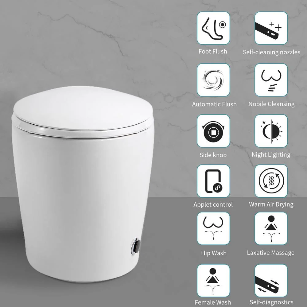 HOMEMYSTIQUE Intelligent Bidet Toilet with Auto Flush, Heated Seat, White - Image 6