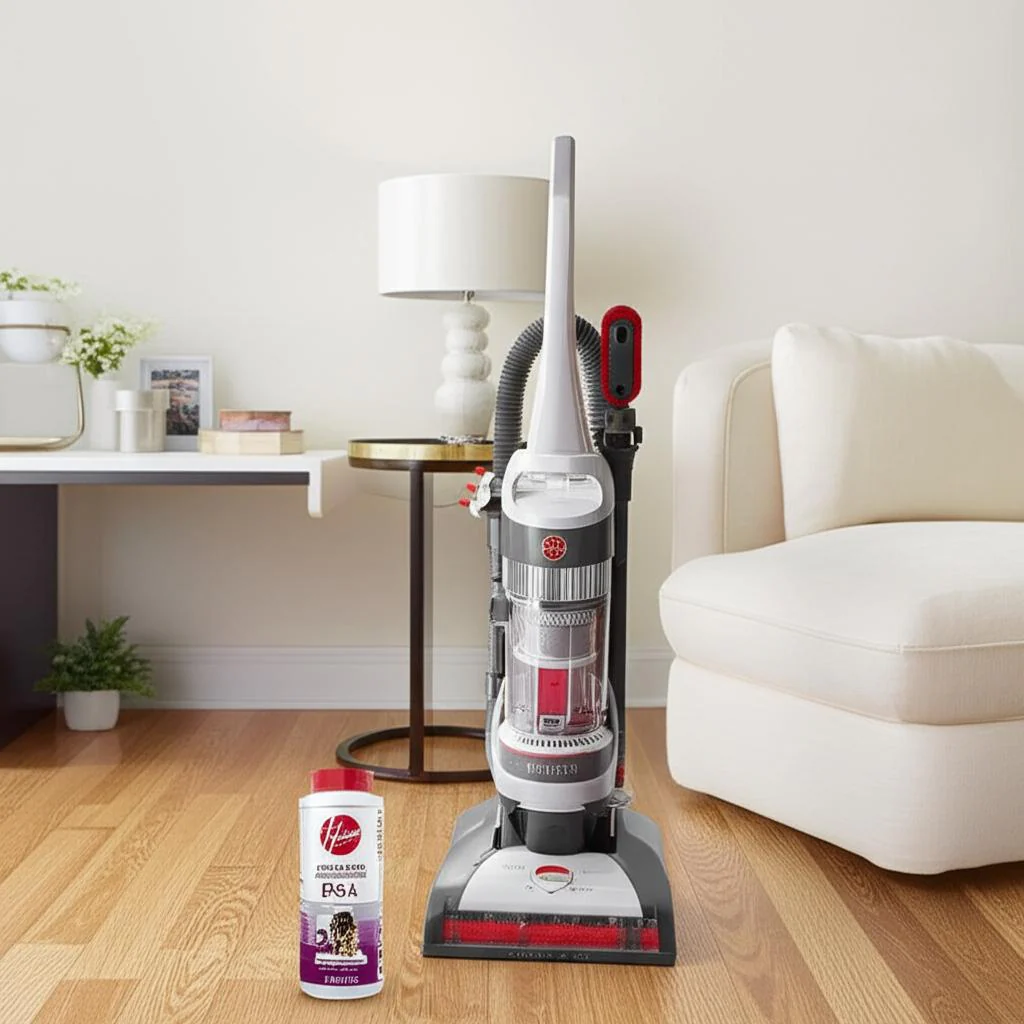HOOVER WindTunnel Cord Rewind Pet Bagless Upright Vacuum with Pet Carpet Powder - Image 3