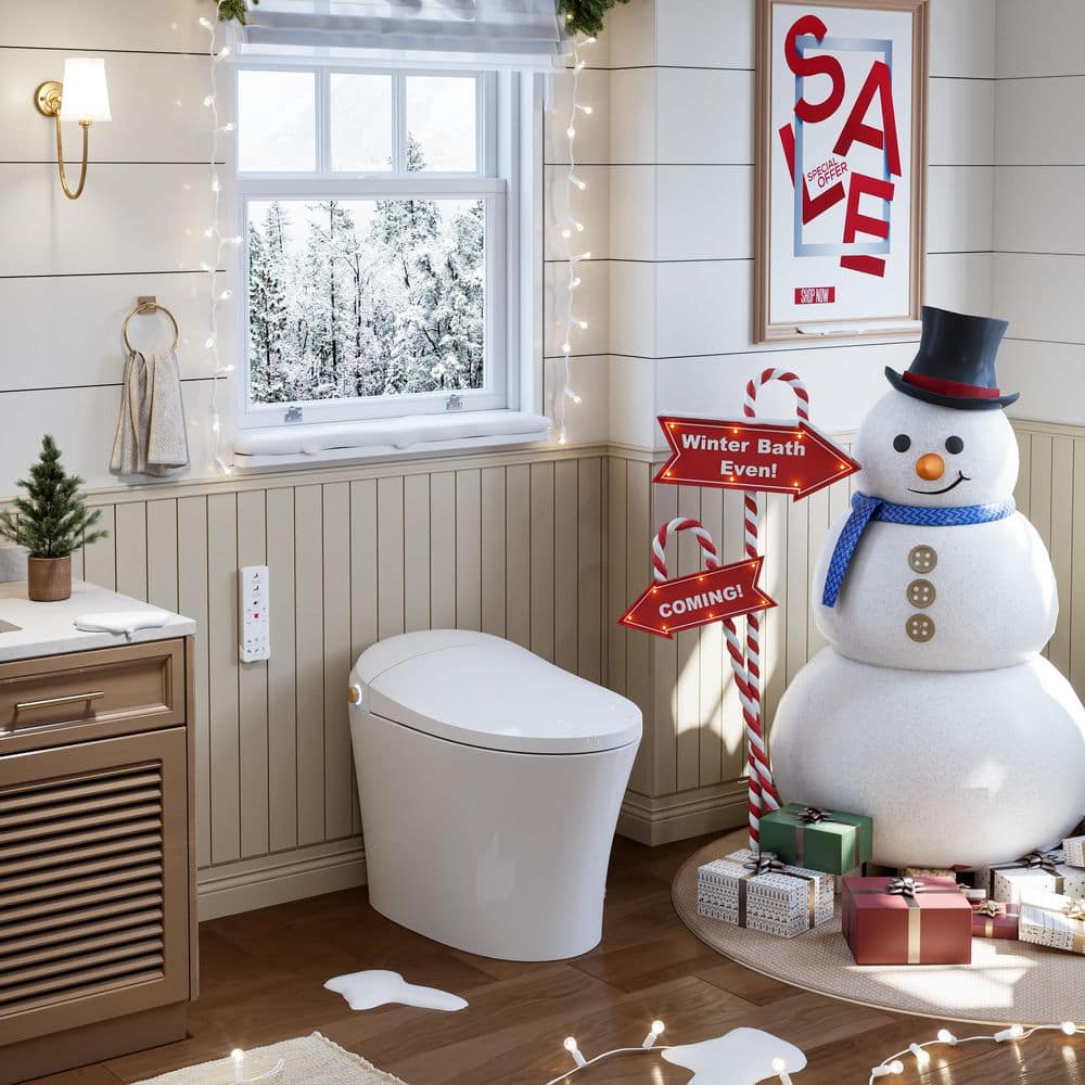 HOROW 1/1.27 GPF Tankless Smart Toilet Bidet with Dual Flush System, White - Image 2