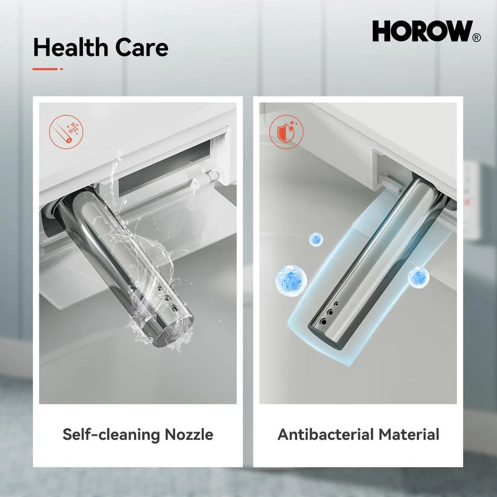 HOROW 1/1.27 GPF Tankless Smart Toilet Bidet with Dual Flush System, White - Image 7