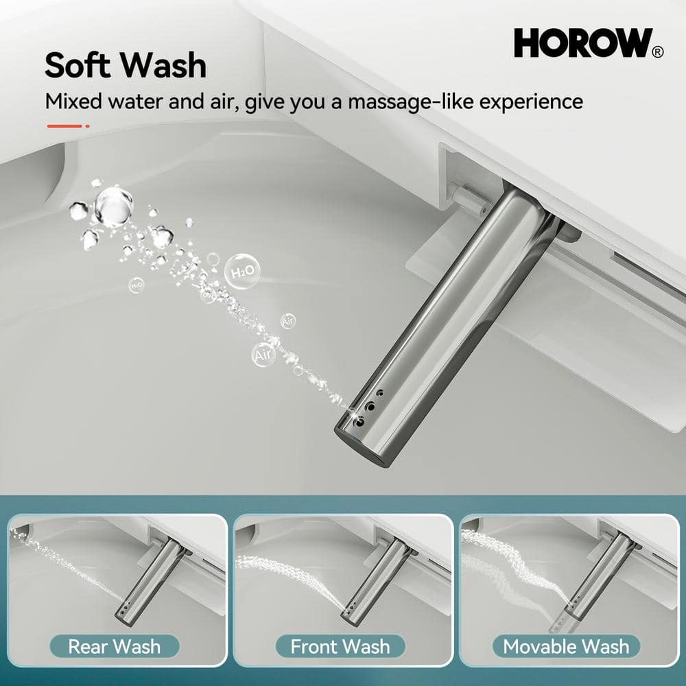HOROW 1/1.27 GPF Tankless Smart Toilet Bidet with Dual Flush System, White - Image 8