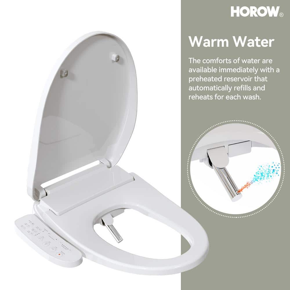 HOROW 1-piece Dual Flush Elongated ADA Toilet with Smart Bidet Seat - Brushed Gold - Image 4