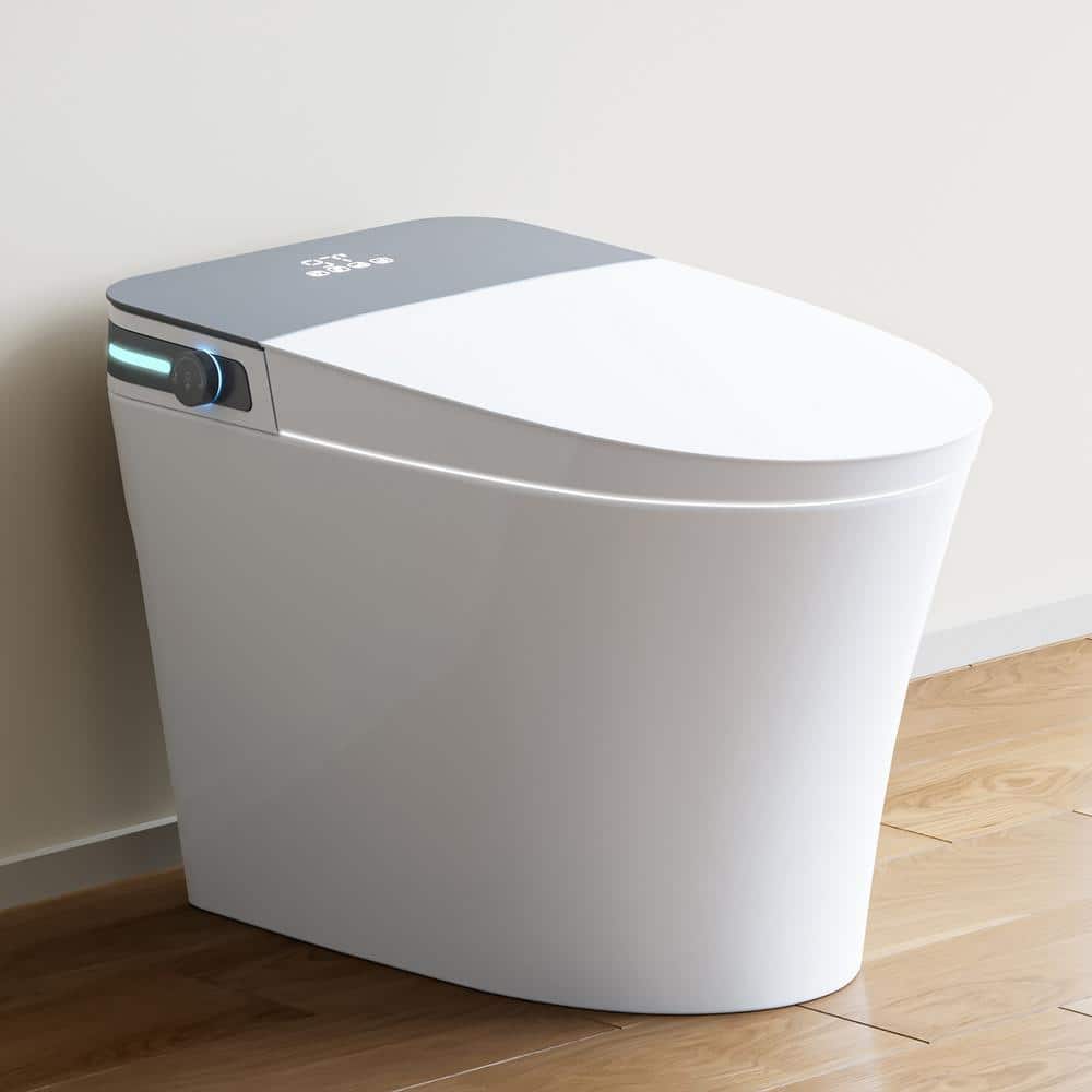 HOROW 10 in. Rough-In Tankless Elongated Smart Toilet Bidet - Auto Open/Close, Foot Sensor & Ambient Light