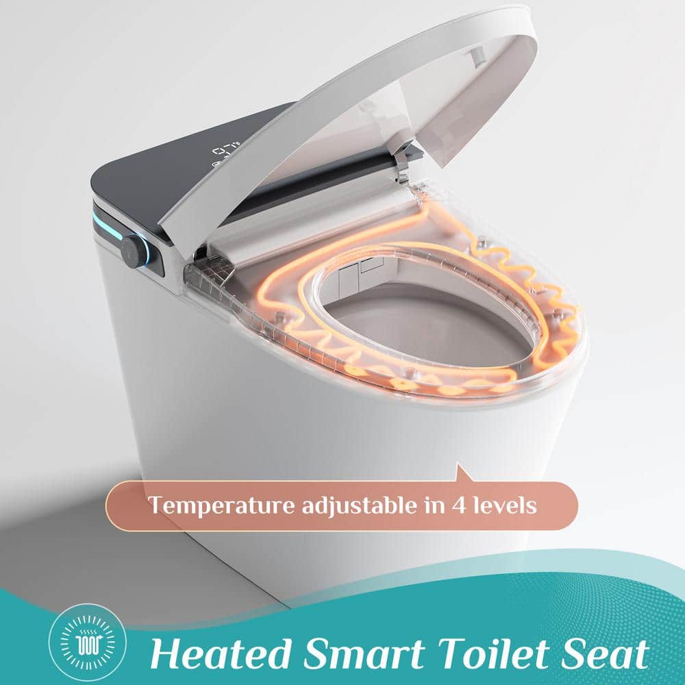 HOROW 10 in. Rough-In Tankless Elongated Smart Toilet Bidet - Auto Open/Close, Foot Sensor & Ambient Light - Image 6