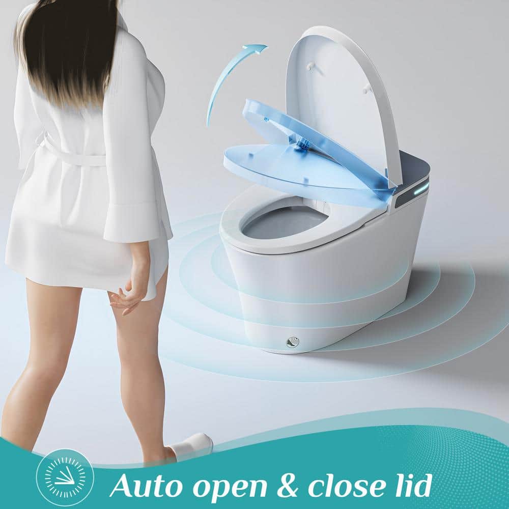 HOROW 10 in. Rough-In Tankless Elongated Smart Toilet Bidet - Auto Open/Close, Foot Sensor & Ambient Light - Image 8