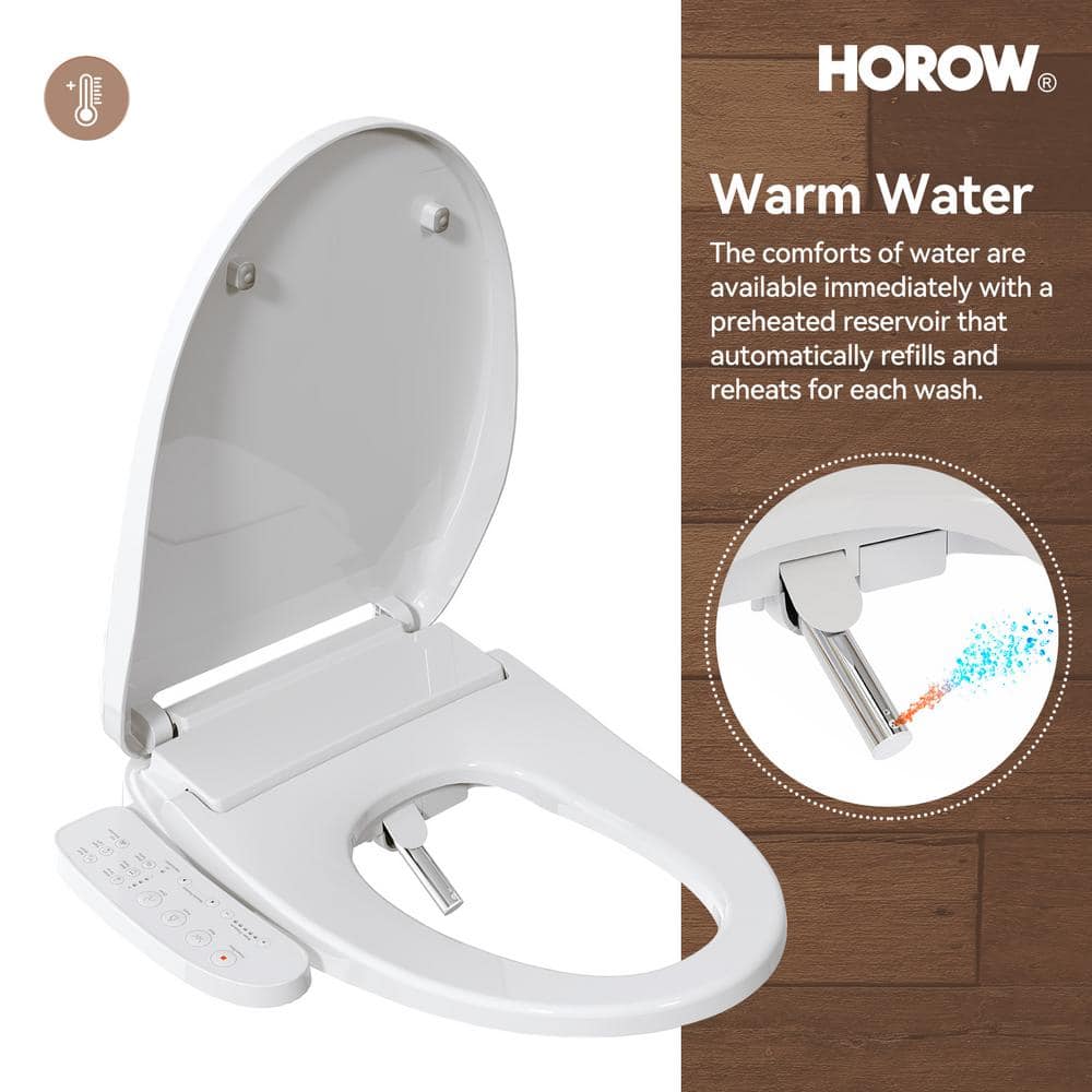 HOROW 17 in. ADA Dual Flush Elongated Toilet with Smart Bidet Seat - Image 10