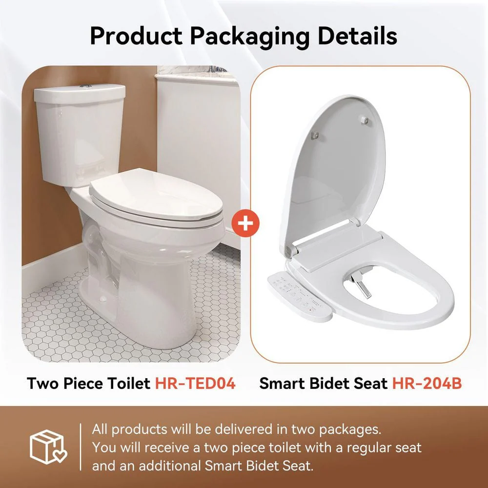 HOROW 17 in. ADA Dual Flush Elongated Toilet with Smart Bidet Seat - Image 3