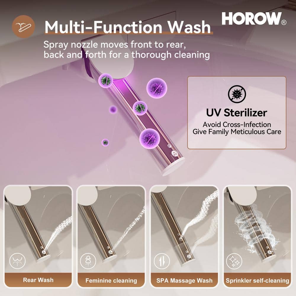 HOROW 17 in. ADA Dual Flush Elongated Toilet with Smart Bidet Seat - Image 4