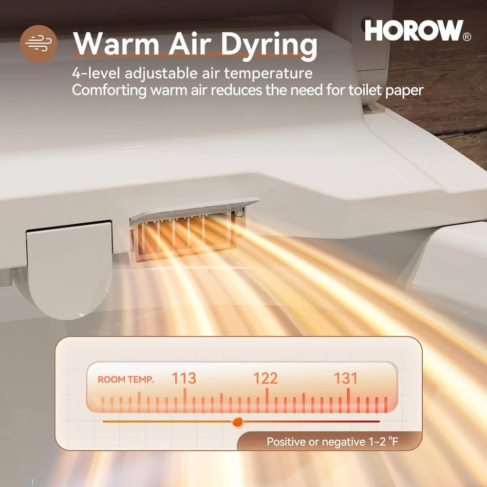 HOROW 17 in. ADA Dual Flush Elongated Toilet with Smart Bidet Seat - Image 5