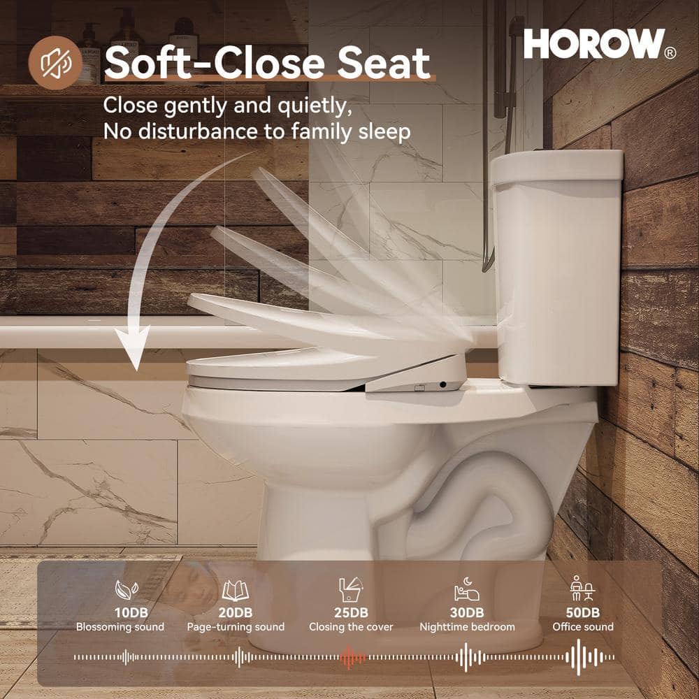 HOROW 17 in. ADA Dual Flush Elongated Toilet with Smart Bidet Seat - Image 9