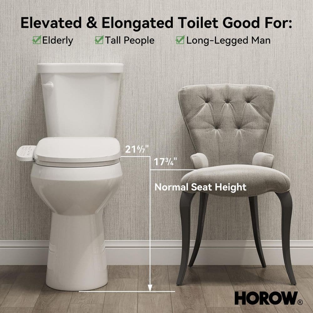 HOROW 21 in. Extra Tall Smart Bidet Toilet with 1.28 GPF - White - Image 8
