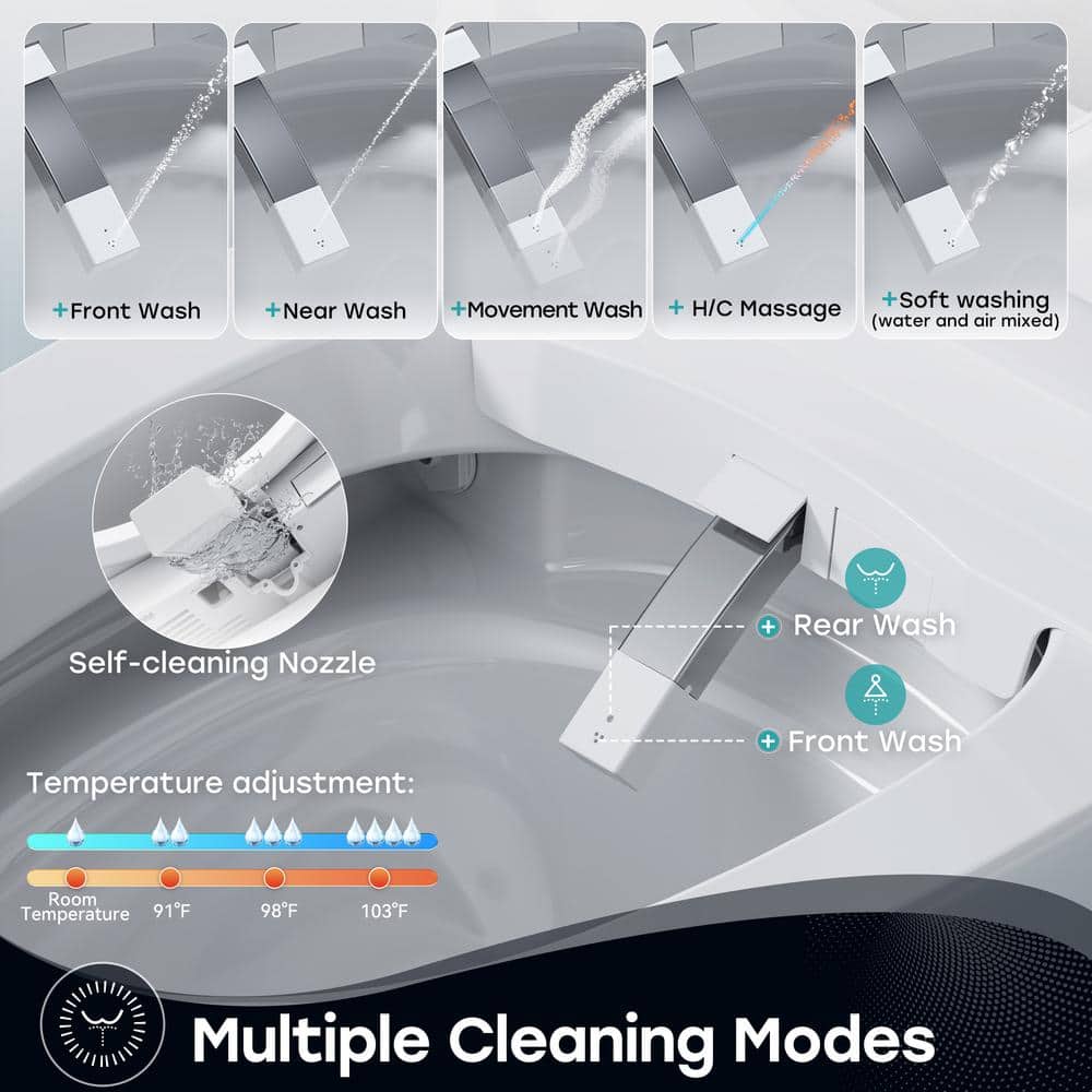 HOROW ADA Height Elongated Smart Bidet Toilet in White with Advanced Features - Image 8