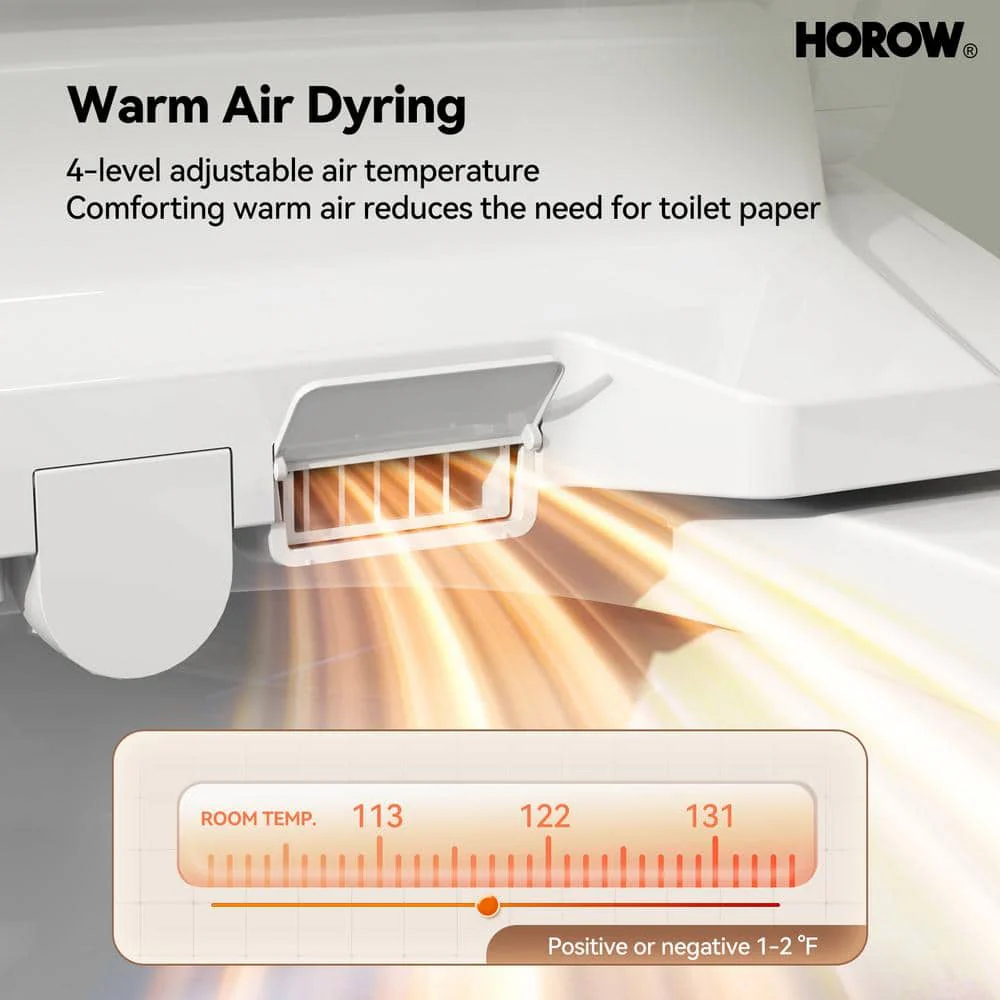 HOROW Dual Flush Elongated Smart Bidet Toilet - White - Image 3