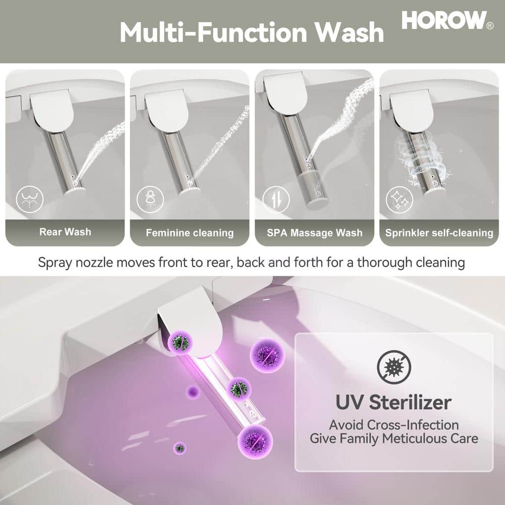 HOROW Dual Flush Elongated Smart Bidet Toilet - White - Image 5