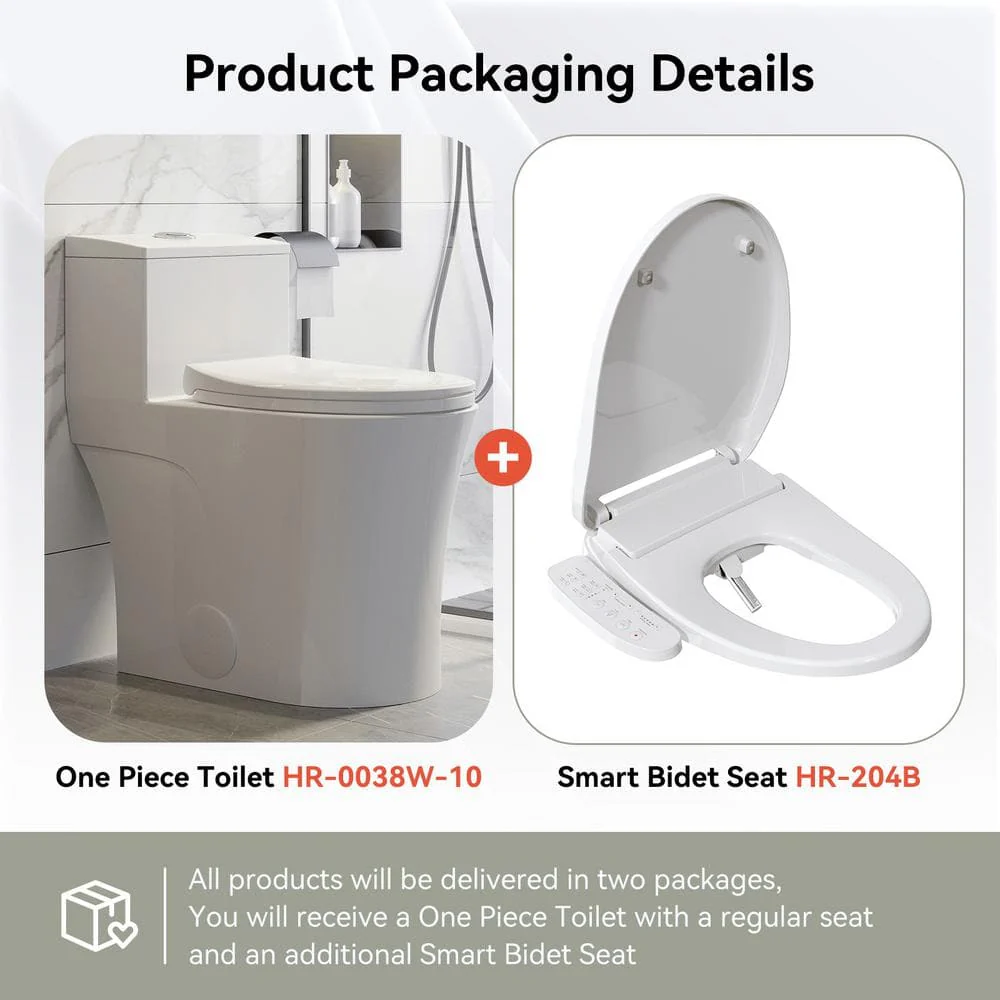HOROW Dual Flush Elongated Smart Bidet Toilet - White - Image 6