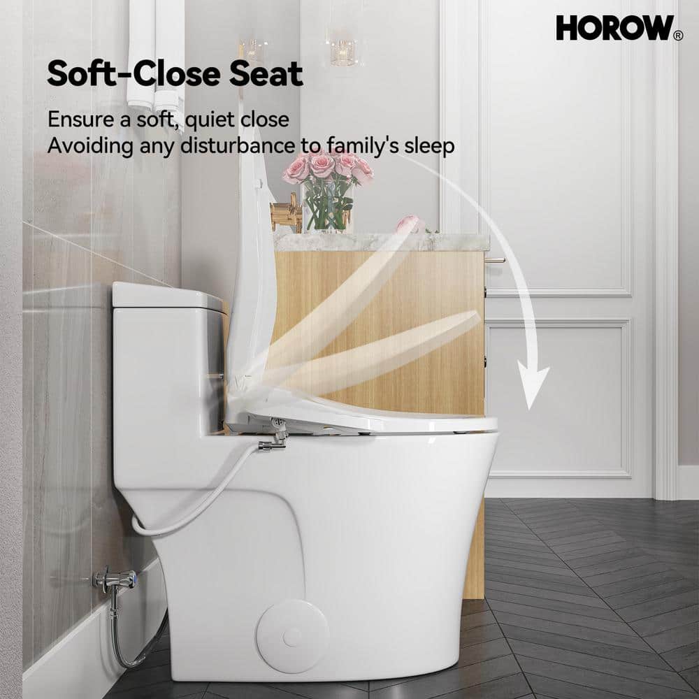 HOROW Dual Flush Elongated Smart Bidet Toilet - White - Image 8