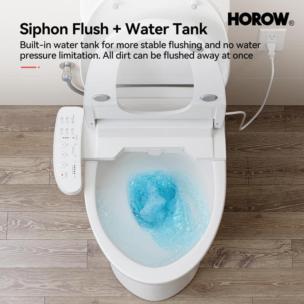 HOROW Elongated Bidet Toilet Dual Flush 0.8/1.28 GPF with Heated Seat - Image 10