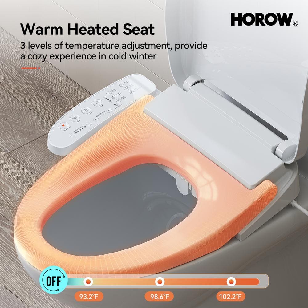 HOROW Elongated Bidet Toilet Dual Flush 0.8/1.28 GPF with Heated Seat - Image 6