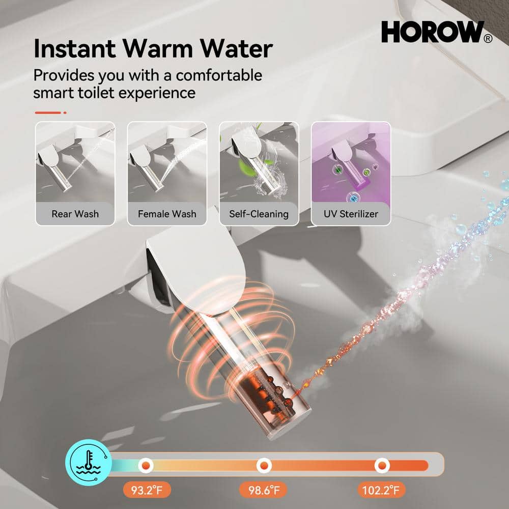 HOROW Elongated Bidet Toilet Dual Flush 0.8/1.28 GPF with Heated Seat - Image 8