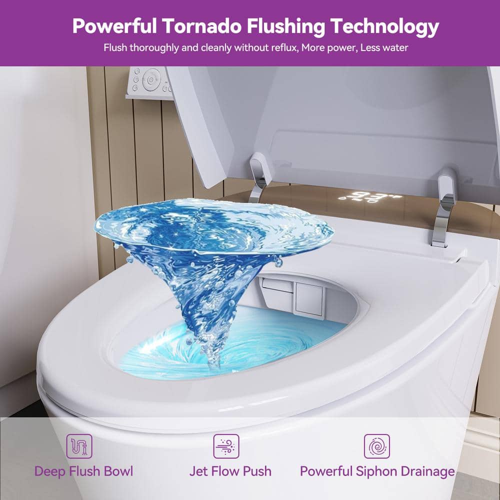 HOROW Elongated Smart Bidet Toilet with Rose Gold Backlid - Model HR-Y9 - Image 6