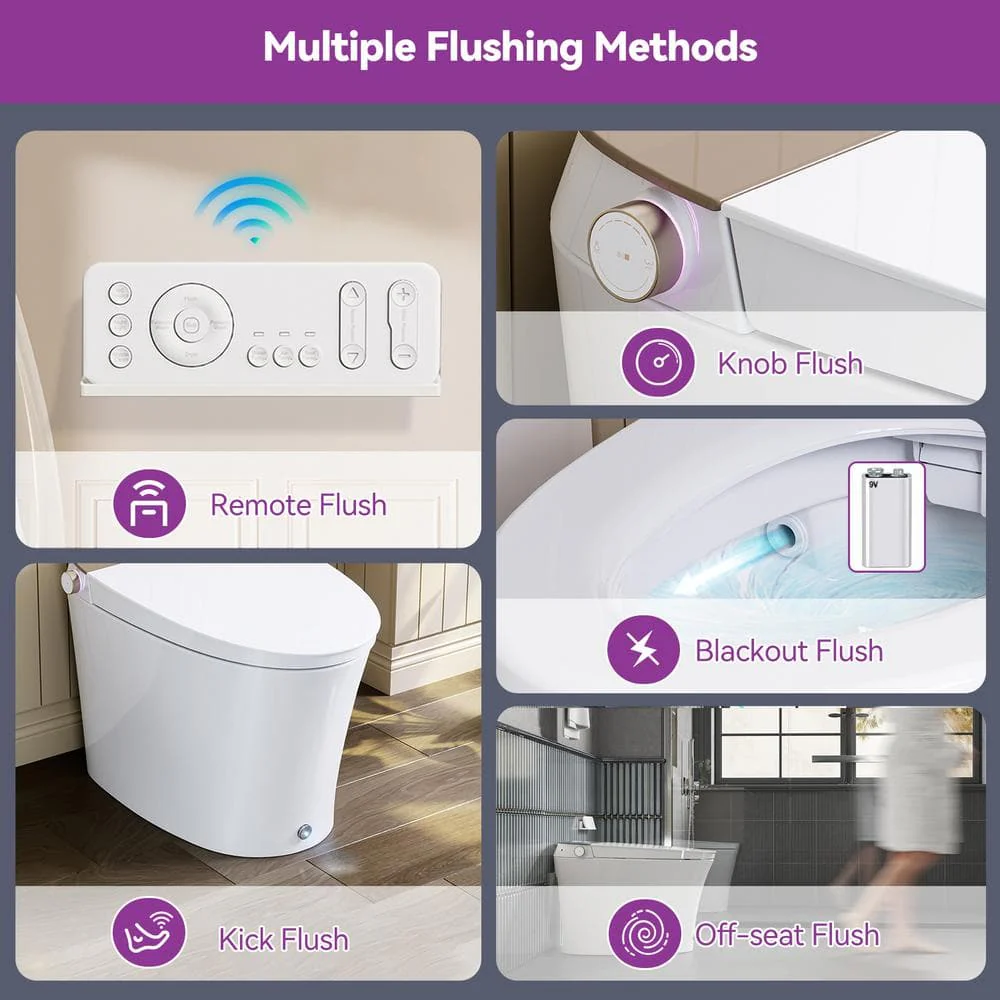 HOROW Elongated Smart Bidet Toilet with Rose Gold Backlid - Model HR-Y9 - Image 7