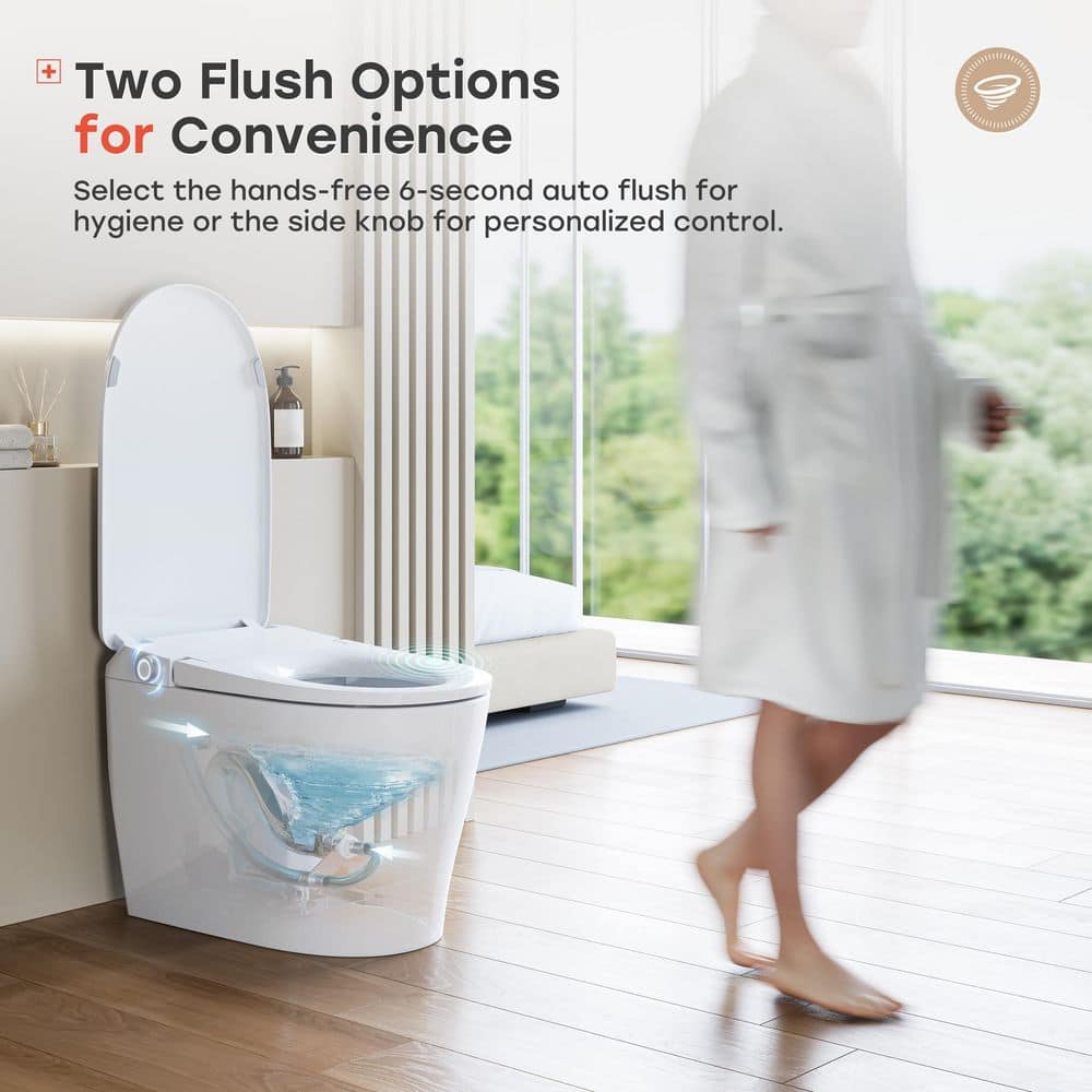 HOROW Elongated Smart Toilet 1.1 GPF with Heated Seat, Auto Flush, and Night Light - Image 4