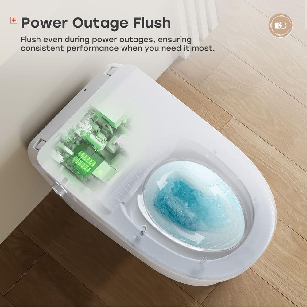 HOROW Elongated Smart Toilet 1.1 GPF with Heated Seat, Auto Flush, and Night Light - Image 5