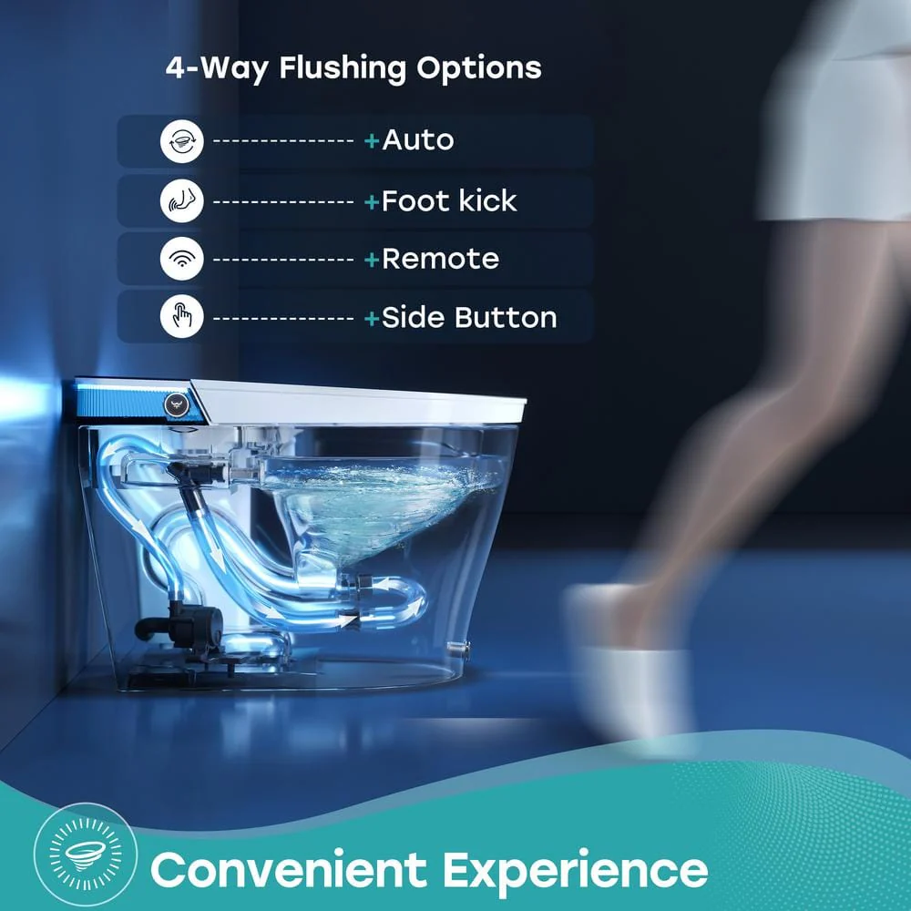 HOROW Elongated Smart Toilet Bidet 1.1 GPF with Built-in Tank, Warm Water, Night Light, Remote - T38D - Image 3