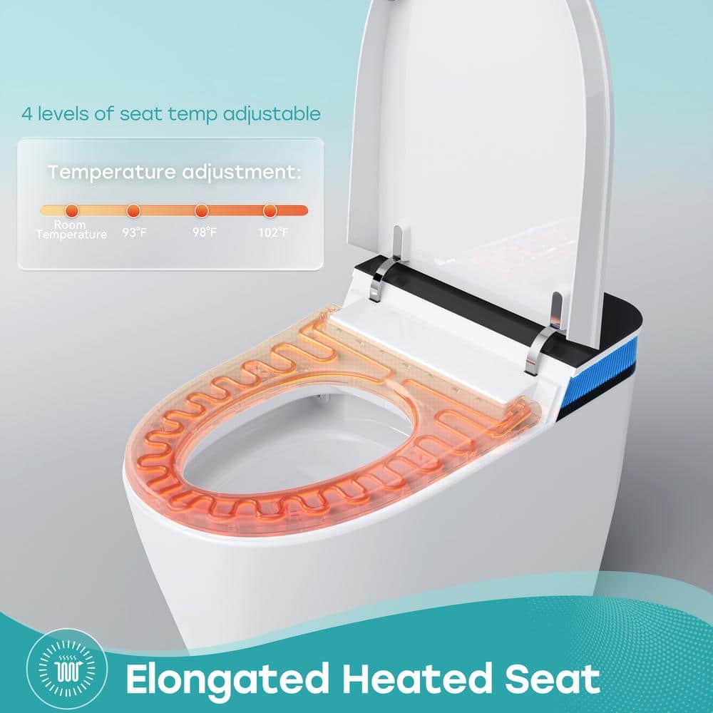 HOROW Elongated Smart Toilet Bidet 1.1 GPF with Built-in Tank, Warm Water, Night Light, Remote - T38D - Image 7