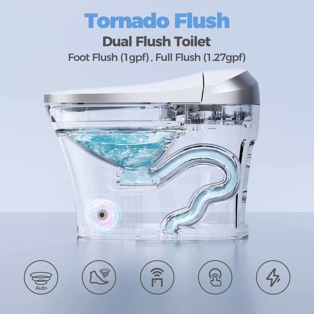 HOROW Elongated Smart Toilet Bidet with Auto Features and Remote - White - Image 6