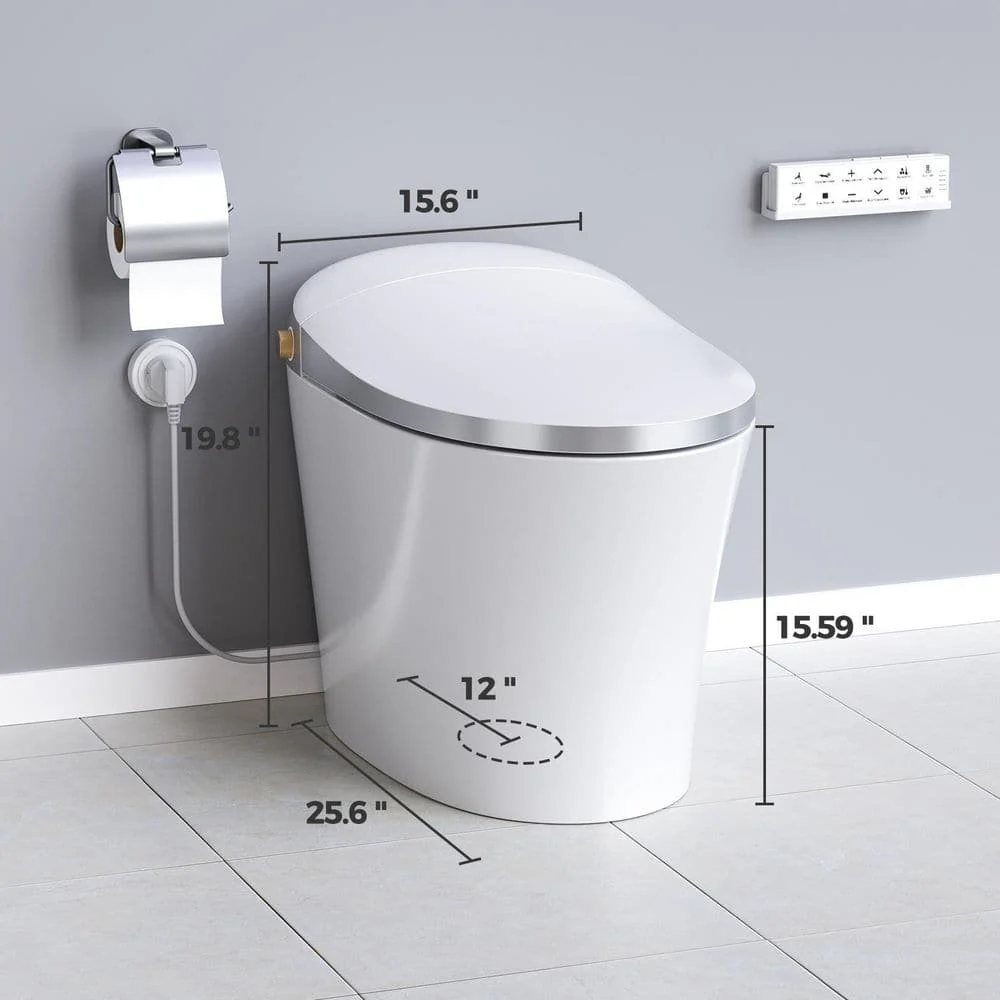 HOROW Elongated Smart Toilet Bidet with Auto Features and Remote - White - Image 9